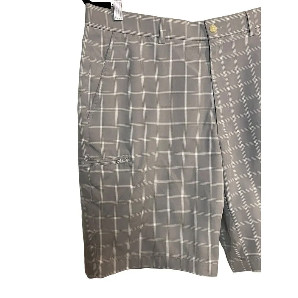 Grand Slam‎ Golf Shorts Size 36 Gray White Plaid Inseam 10